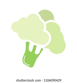 Broccoli branch glyph color icon. Cauliflower. Silhouette symbol on white background with no outline. Negative space. Vector illustration