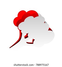 Broccoli branch sign. Vector. Detachable paper icon with red body stock. Isolated.