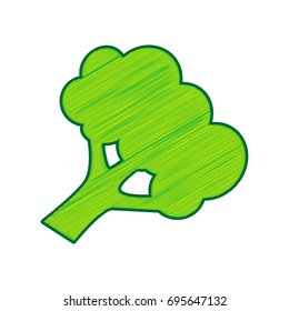 Broccoli branch sign. Vector. Lemon scribble icon on white background. Isolated