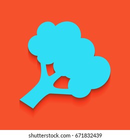Broccoli branch sign. Vector. Whitish icon on brick wall as background.
