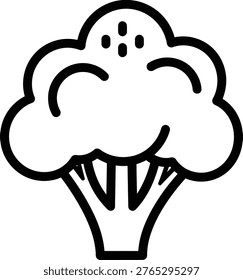 Broccoli Bushy Cloudlike Head Facing Forward Stylized Line Art