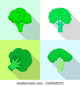 Broccoli cabbage icon set. Flat set of broccoli cabbage vector icons for web design