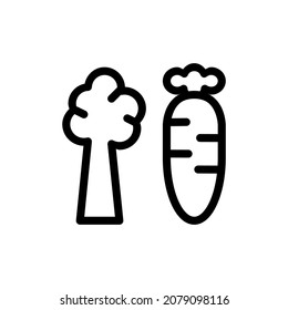 broccoli carrot icon with black outline style