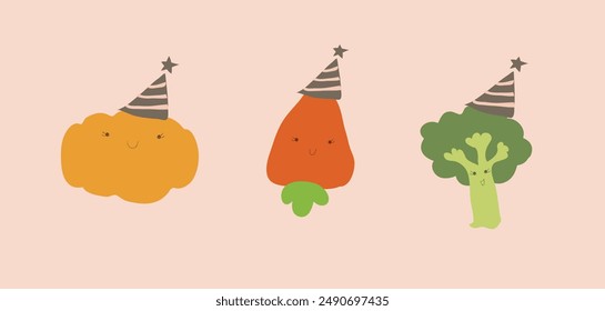 broccoli carrot pumpkin fun cute kids style