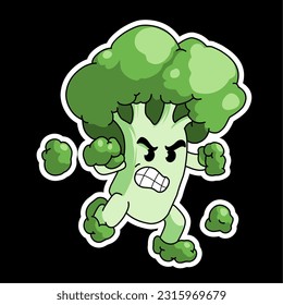 Broccoli cartoon is angry. Vegetables are good for health.perfect for accessories children, screen printing clothes,logo and others 