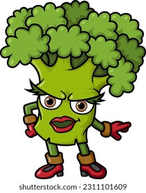 Broccoli cartoon character mascot design of illustration
