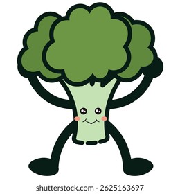 Brócoli con caricatura. Ilustración vectorial