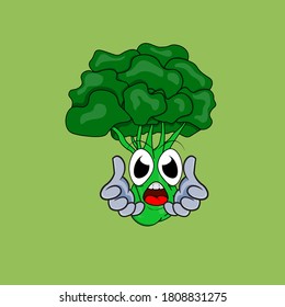 broccoli cartoon illustration can be used by greengrocer nutritionists for mascot advertising and campaign to eat broccoli