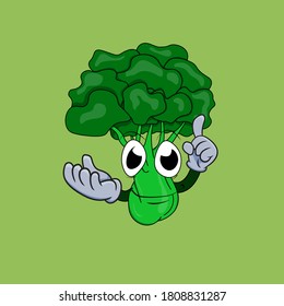 Broccoli-Cartoon-Illustration kann von Greengrocer-Ernährungswissenschaftlern für Maskottwerbung und Kampagne zum Essen Broccoli verwendet werden