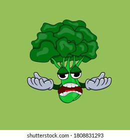 Broccoli-Cartoon-Illustration kann von Greengrocer-Ernährungswissenschaftlern für Maskottwerbung und Kampagne zum Essen Broccoli verwendet werden