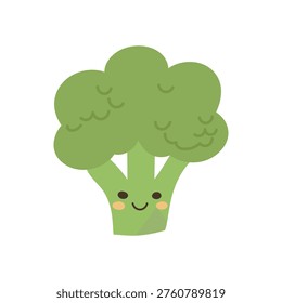 Broccoli cartoon illustration with vector food icon and design green isolated. Health nature garden with agriculture broccoli plant and vegetable cute graphic. Flat diet broccoli with cooking.