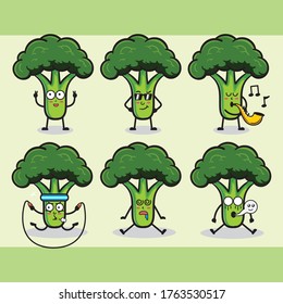Broccoli Cartoon Mascot Character With Cute Expression