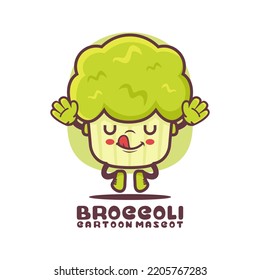 Broccoli cartoon mascot. vegetable vector illustration. isolated on a white background