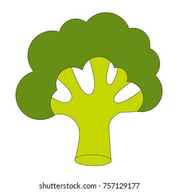Broccoli cartoon. Outlined illustration with thin line black stroke