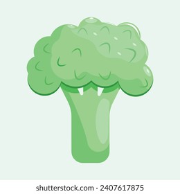 Broccoli in cartoon style on white background