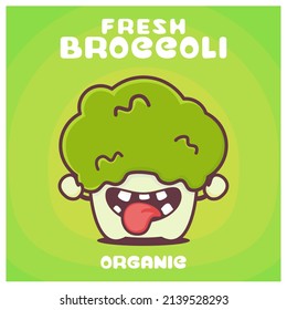 caricatura de brócoli. ilustración vectorial de vegetales. con una expresión divertida
