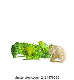 Broccoli and Cauliflower vector. Wonderful antioxidant. Beautiful Broccoli and Cauliflower. Cauliflower in mesh technique. Vector illustration.