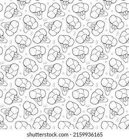 Broccoli or Cauliflower Vegetables seamless pattern. Vegetarian healthy bio food background, Vegan organic eco products. Vector illustration.