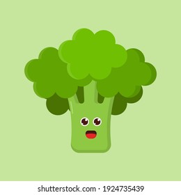 Broccoli Character Cute Icon, Logo, and illustration Vector