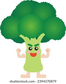 The broccoli character isolated on white background