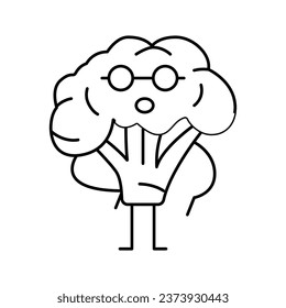 vector de icono de línea de caracteres de brócoli. signo de carácter brócoli. símbolo de contorno aislado ilustración negra