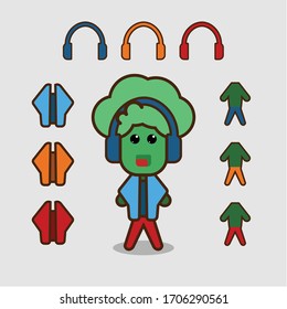 Broccoli Vektorillustration Illustrationssatz 