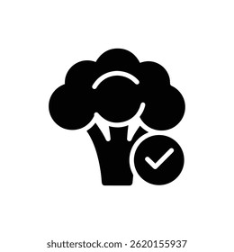 Broccoli with Checkmark Symbolizing the Inclusion of Vegetables in a Healthy Diet