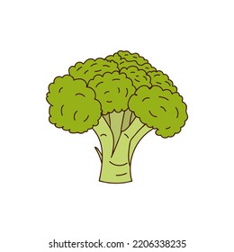 Ilustración de garabatos de color brócoli en vector. Icono de color brócoli en vector. 