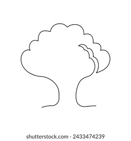 Broccoli continuous one line drawing