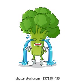 broccoli cry mascot vector cartoon illustration