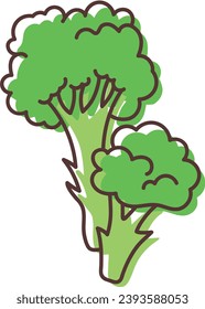 Broccoli doodle icon, vector color illustration