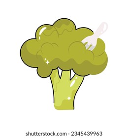 Broccoli doodle vector filled outline Sticker. EPS 10 file