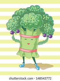 broccoli and dumbbells characterize the  healthy lifestyle