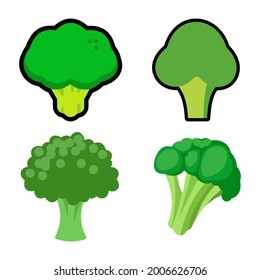 Broccoli emoji icon collection flat style isolated vector illustration