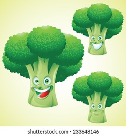Broccoli  face expression cartoon character set