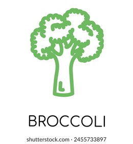 Broccoli fat line vegetable icon, vector illustration