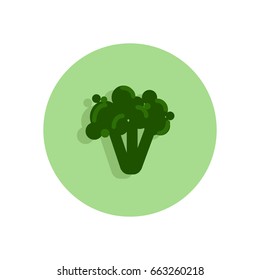 Broccoli flat icon. Round colorful button, circular vector sign, logo illustration. Flat style design