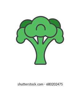 Broccoli flat line icon.