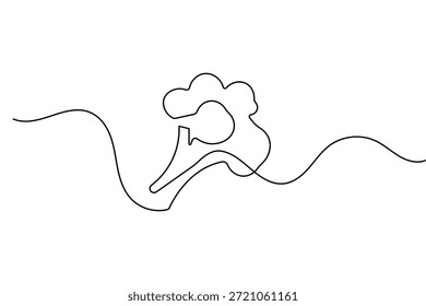 Icono de comida de brócoli dibujo continuo de una línea y estilo minimalista Ilustración vectorial de contorno aislado