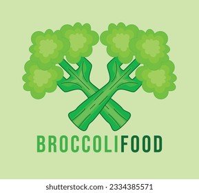 Broccoli food logo, broccoli fork logo. healthy vegetable food.