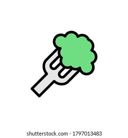 Broccoli fork icon. Simple color with outline vector elements of vegetarian food icons for ui and ux, website or mobile application