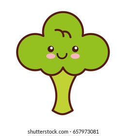 broccoli fresh vegetable kawaii character