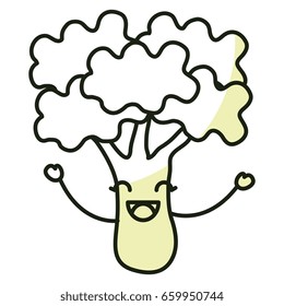 broccoli fresh vegetable kawaii character