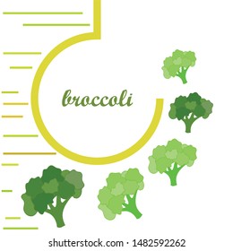Broccoli, fresh vegetable. Organic food poster. Farmer market design. Vector background.