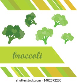 Broccoli, fresh vegetable. Organic food poster. Farmer market design. Vector background.