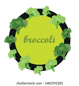 Broccoli, fresh vegetable. Organic food poster. Farmer market design. Vector background.