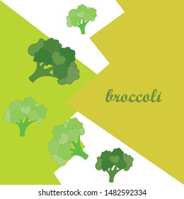 Broccoli, fresh vegetable. Organic food poster. Farmer market design. Vector background.