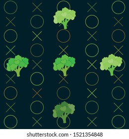 Broccoli, fresh vegetable. Organic food poster. Farmer market design. Vector background