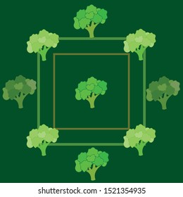 Broccoli, fresh vegetable. Organic food poster. Farmer market design. Vector background
