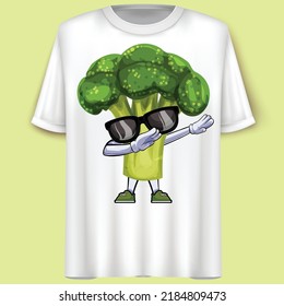 Broccoli, divertido, Caricatura, ilustración vectorial. Diseño de camisetas.